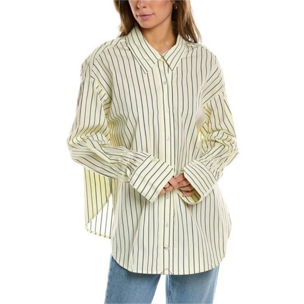 A.L.C. Monica Shirt Striped 100% Cotton Womens 12 Long Sleeve Button Down Blouse